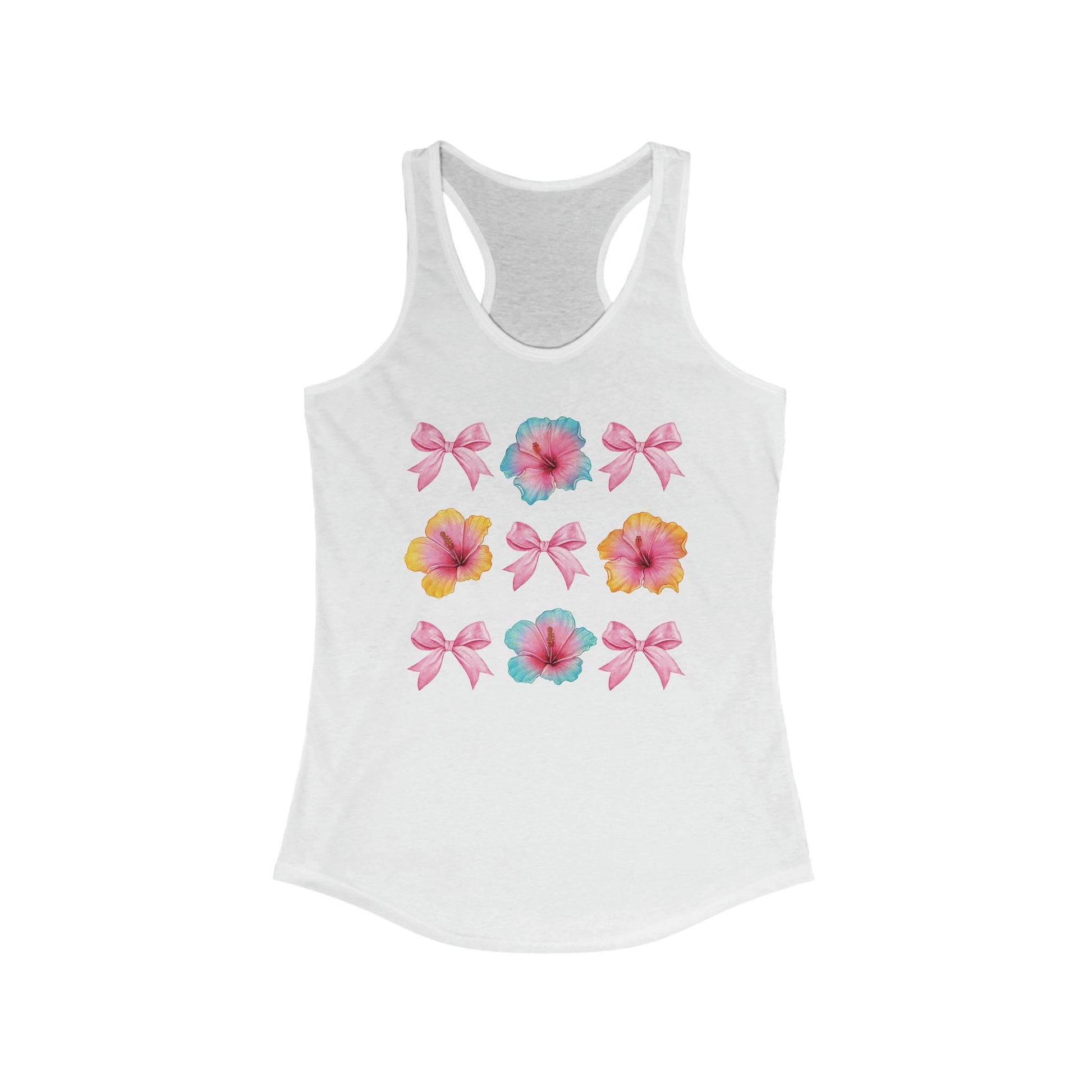 HiIbiscus Flowers and Pink Bows Workout Tank Top - Basically Beachy