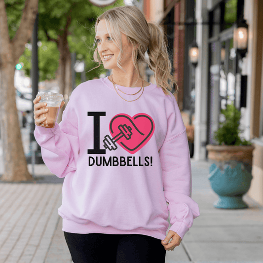 I Love Dumbbells Funny Workout Sweatshirt - Basically Beachy