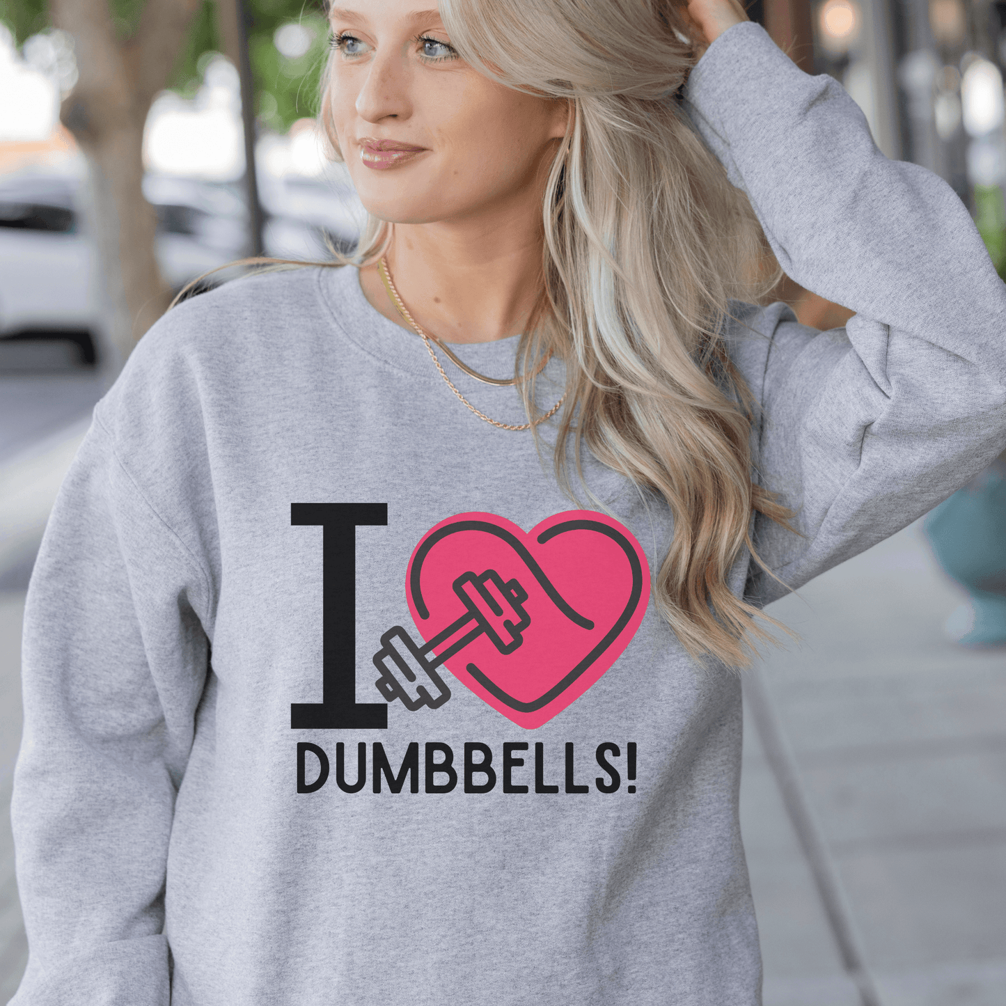 I Love Dumbbells Funny Workout Sweatshirt - Basically Beachy