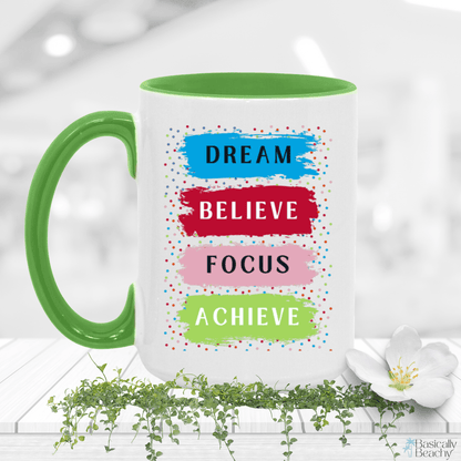 Motivational Inspirational Words 15oz Colorful Coffee Mug - Basically Beachy