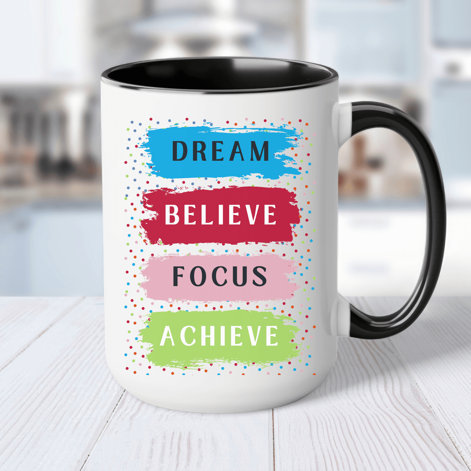 Motivational Inspirational Words 15oz Colorful Coffee Mug - Basically Beachy