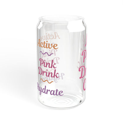 My Pink Drink Cup Active Hydrate Glass Sipper Cup, 16oz - Basically Beachy