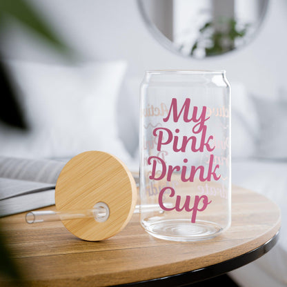 My Pink Drink Cup Active Hydrate Glass Sipper Cup, 16oz - Basically Beachy