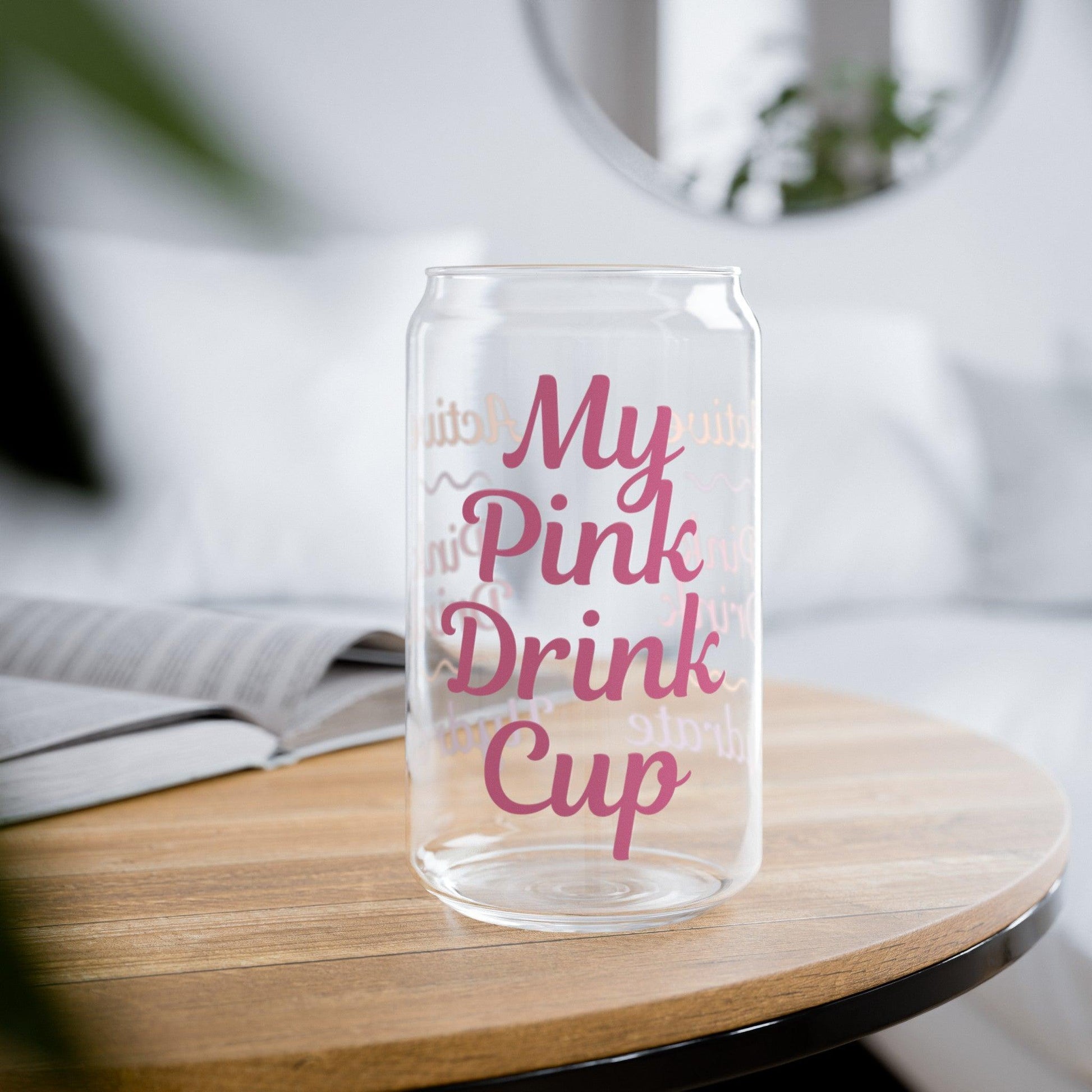 My Pink Drink Cup Active Hydrate Glass Sipper Cup, 16oz - Basically Beachy