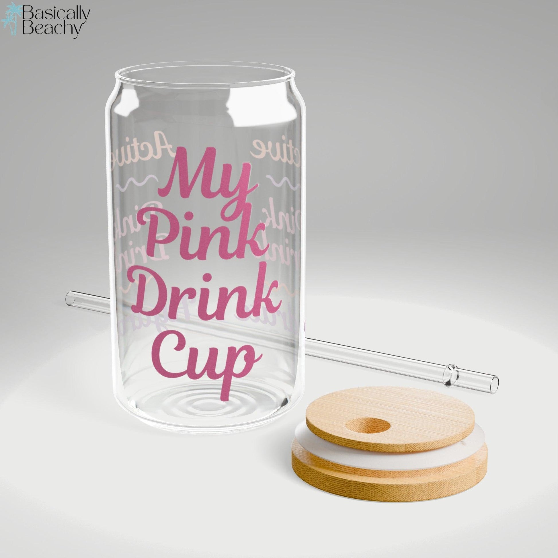 My Pink Drink Cup Active Hydrate Glass Sipper Cup, 16oz - Basically Beachy