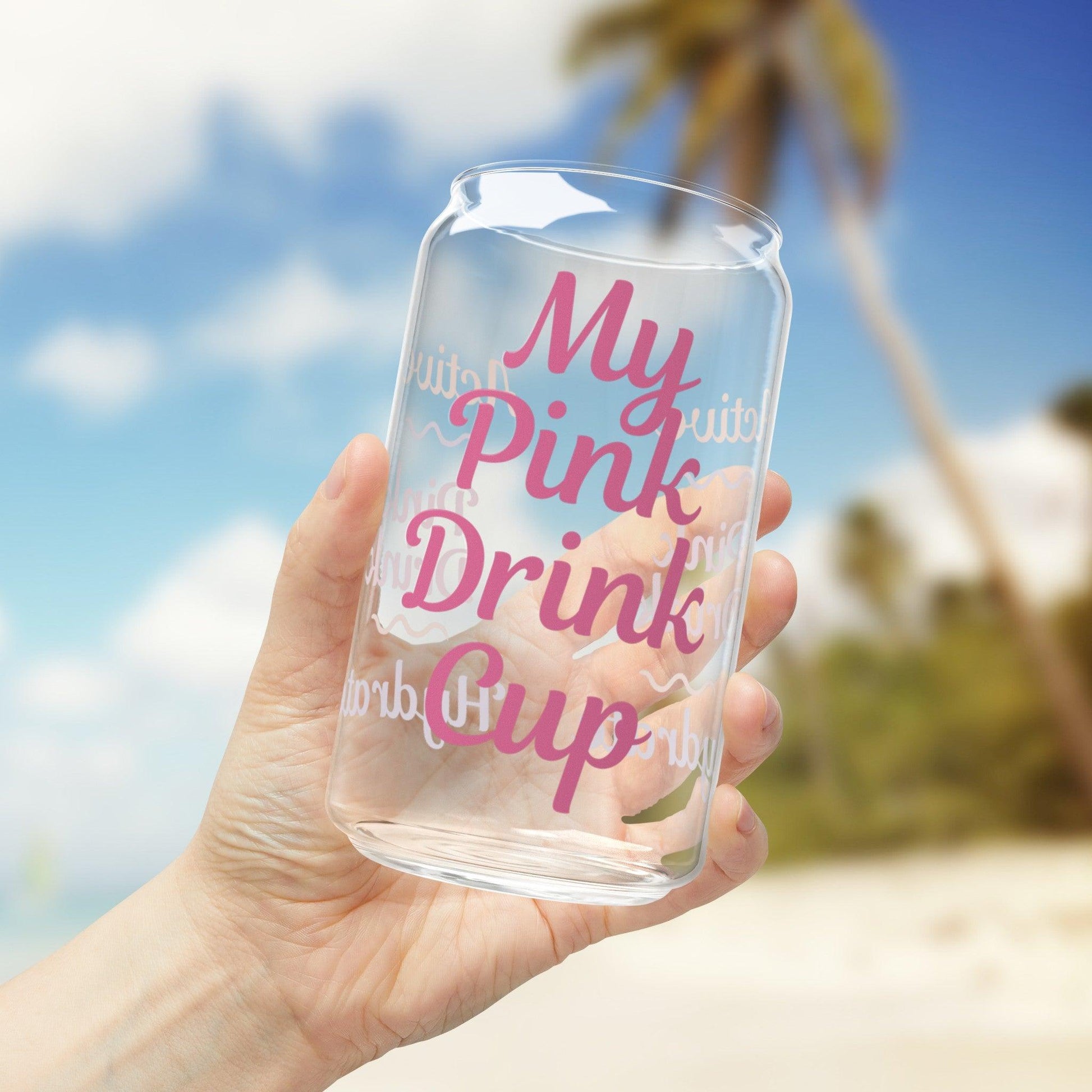 My Pink Drink Cup Active Hydrate Glass Sipper Cup, 16oz - Basically Beachy