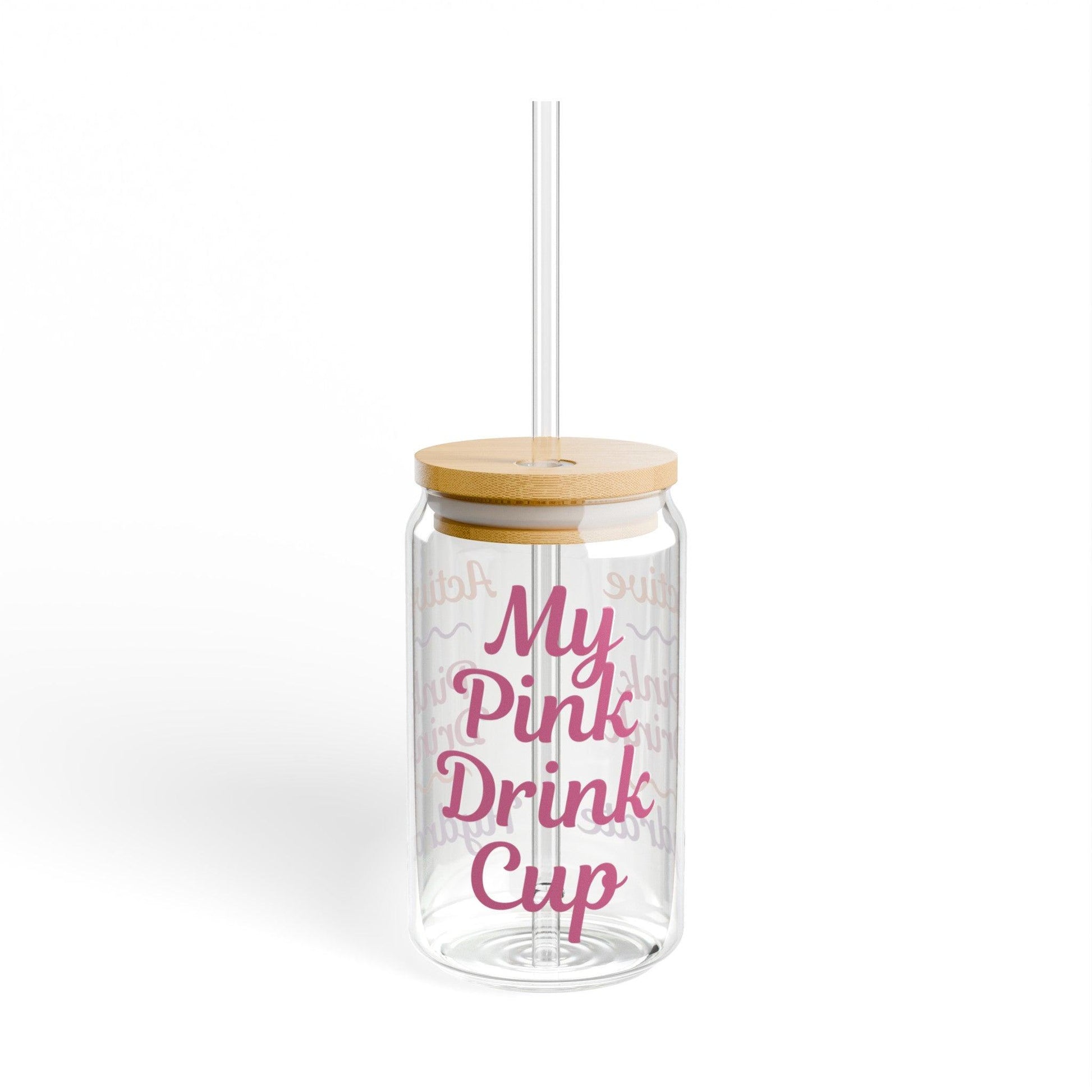 My Pink Drink Cup Active Hydrate Glass Sipper Cup, 16oz - Basically Beachy