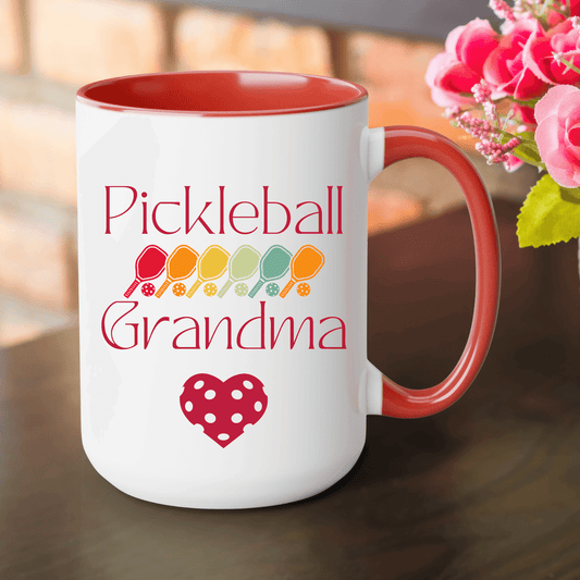 Pickleball Grandma 15oz Red Accent Mug - Basically Beachy