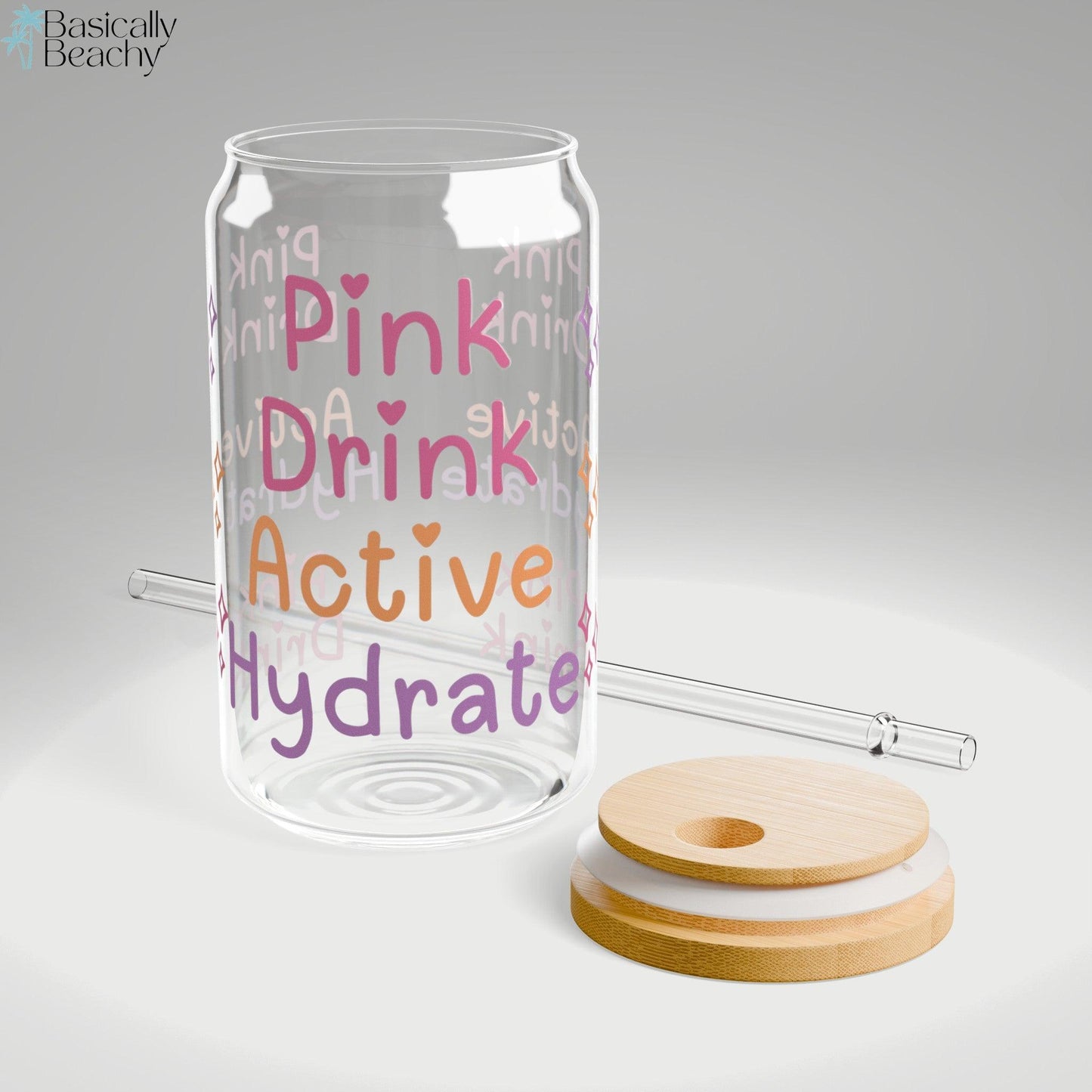 Pink Drink Active Hydrate Glass Sipper Cup, 16oz - Basically Beachy