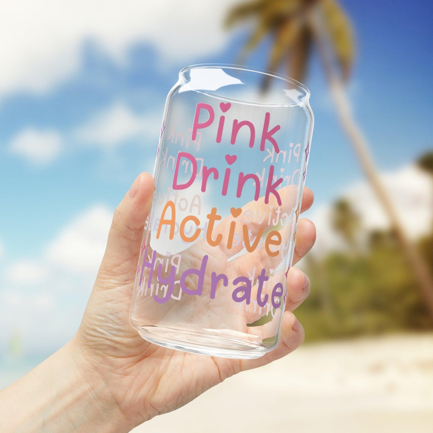 Pink Drink Active Hydrate Glass Sipper Cup, 16oz - Basically Beachy