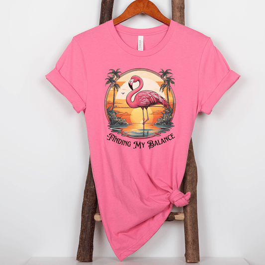 Pink Flamingo Finding My Balance Tropical T-shirt - Basically Beachy