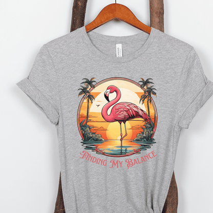 Pink Flamingo Finding My Balance Tropical T-shirt - Basically Beachy