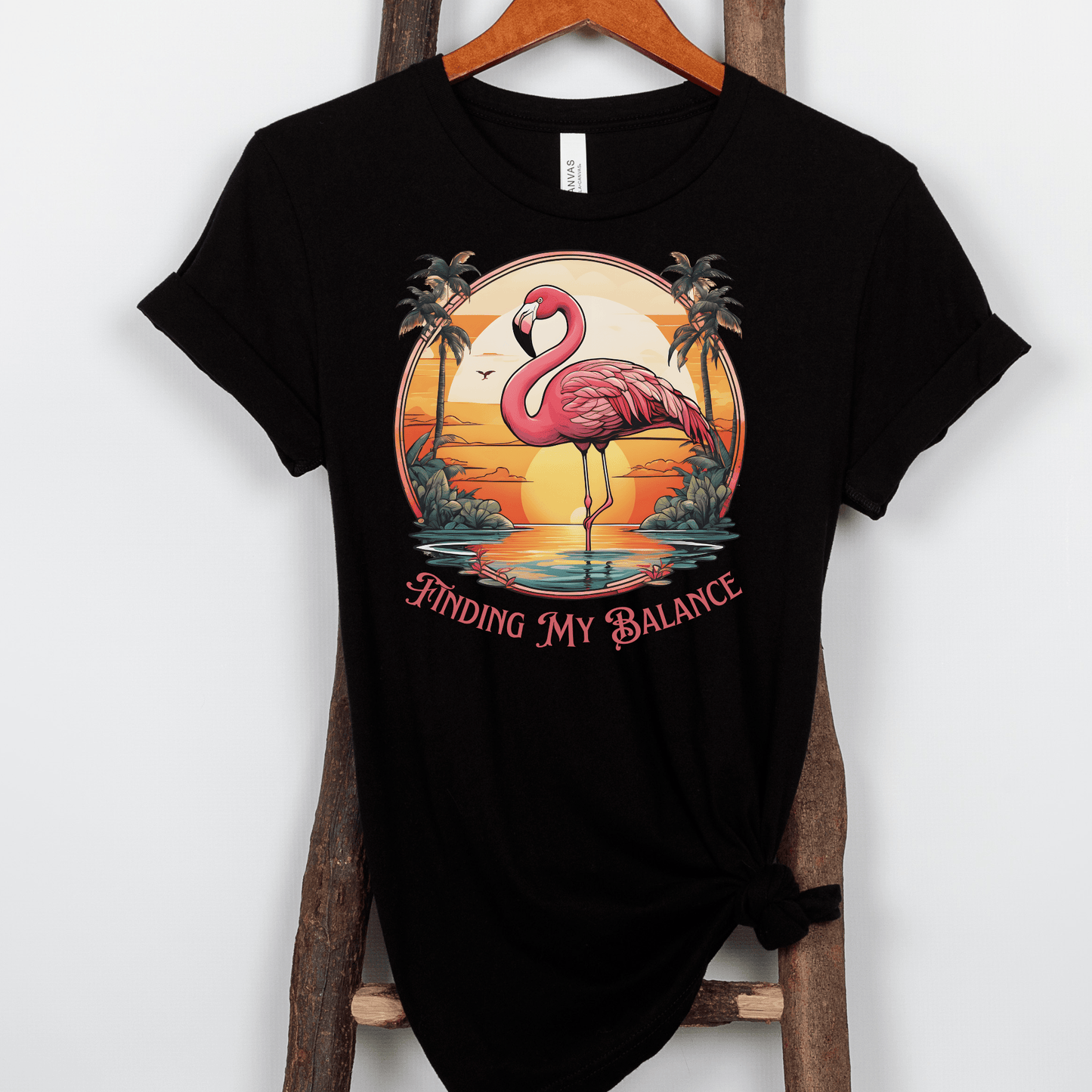 Pink Flamingo Finding My Balance Tropical T-shirt - Basically Beachy