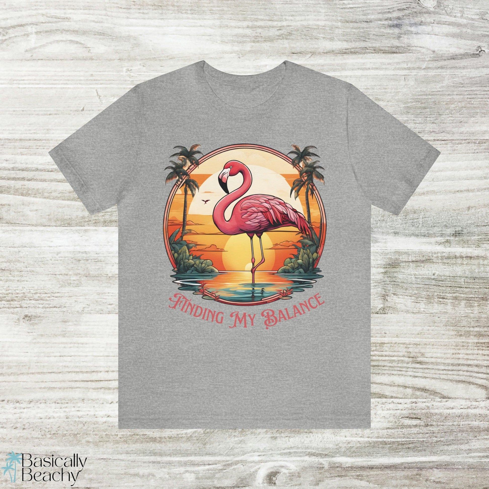 Pink Flamingo Finding My Balance Tropical T-shirt - Basically Beachy