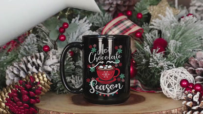 Winter Hot Chocolate Mug - 11oz Ceramic Cup with Snowflake Design