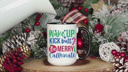Christmas  Caffeine Coffee Mug - White 15oz Wake Up Mug with Humorous Design