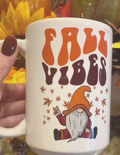 Fall Vibes Gnome Coffee Mug 15oz