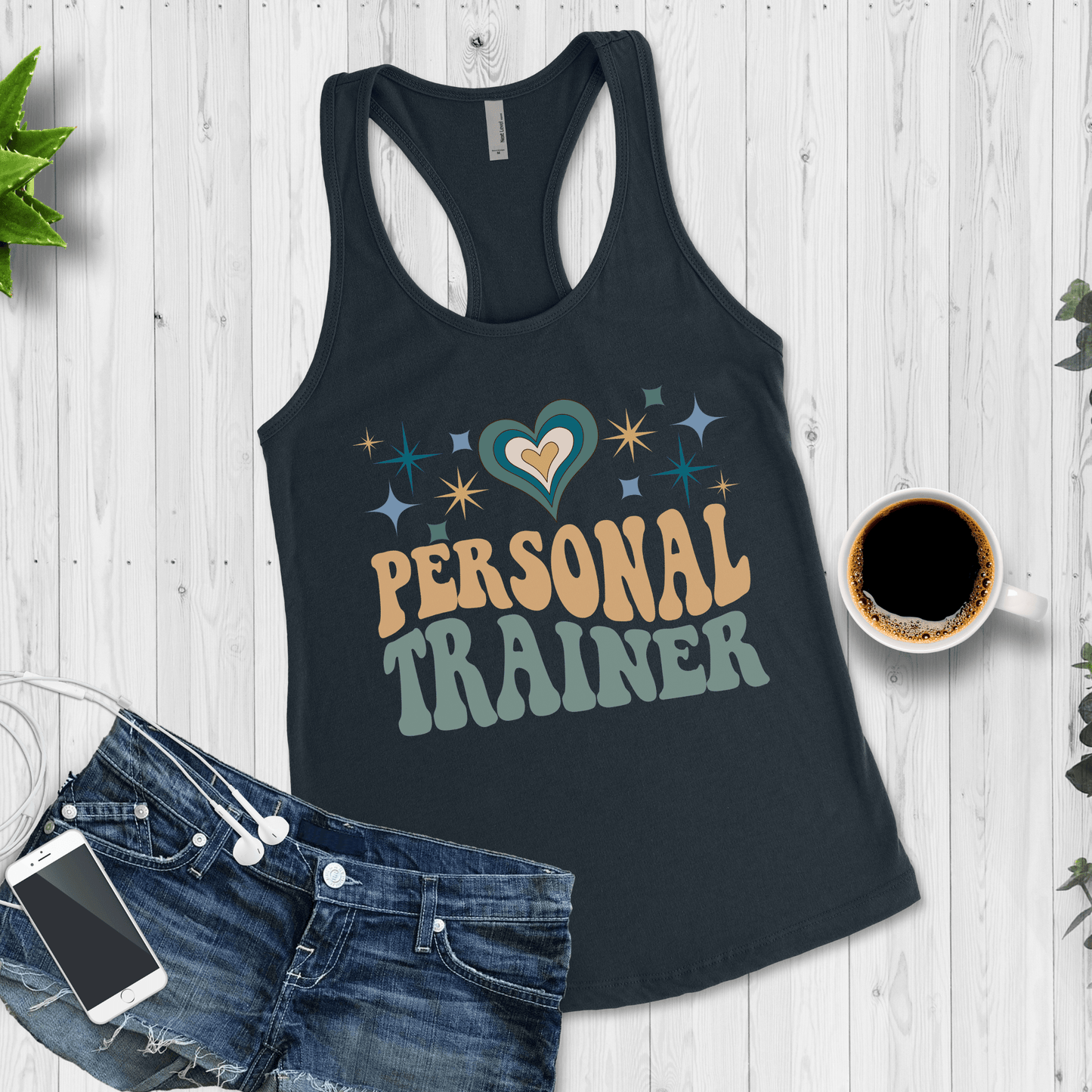 Retro Groovy Personal Trainer Workout Tank Top for Women - Basically Beachy