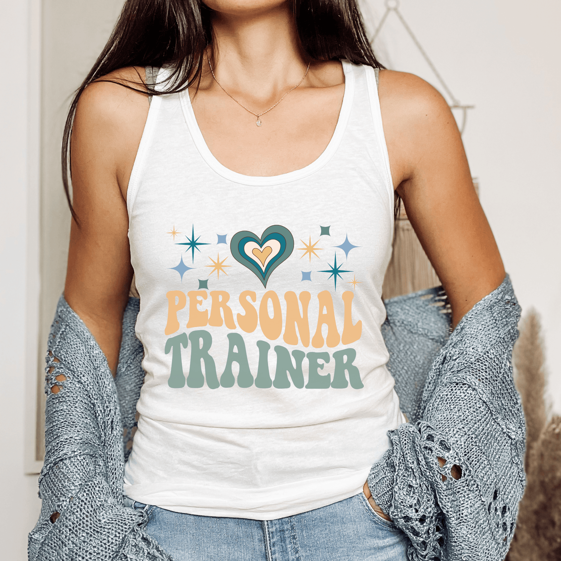 Retro Groovy Personal Trainer Workout Tank Top for Women - Basically Beachy