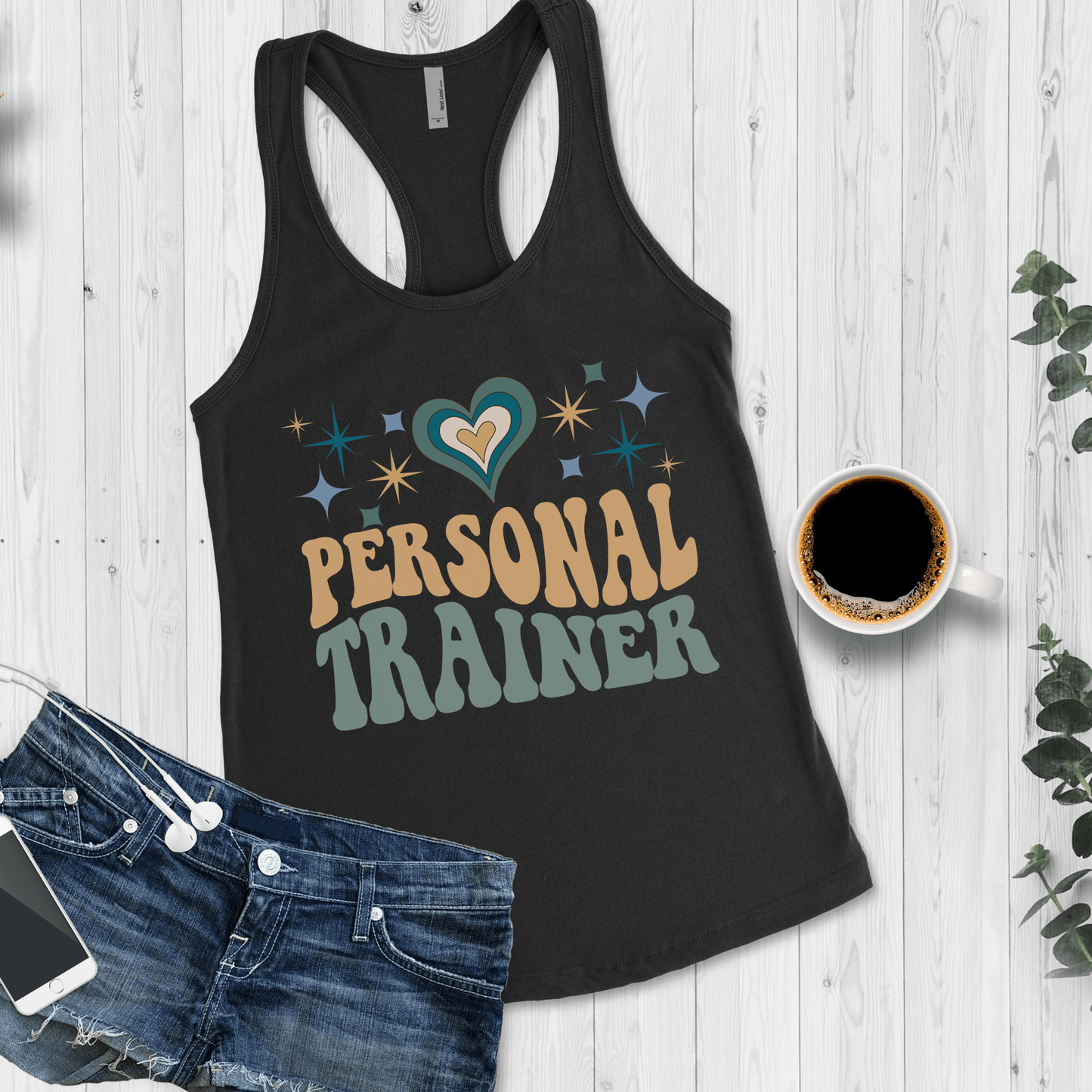 Retro Groovy Personal Trainer Workout Tank Top for Women - Basically Beachy