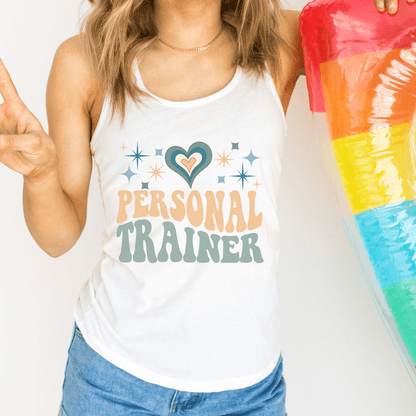 Retro Groovy Personal Trainer Workout Tank Top for Women - Basically Beachy