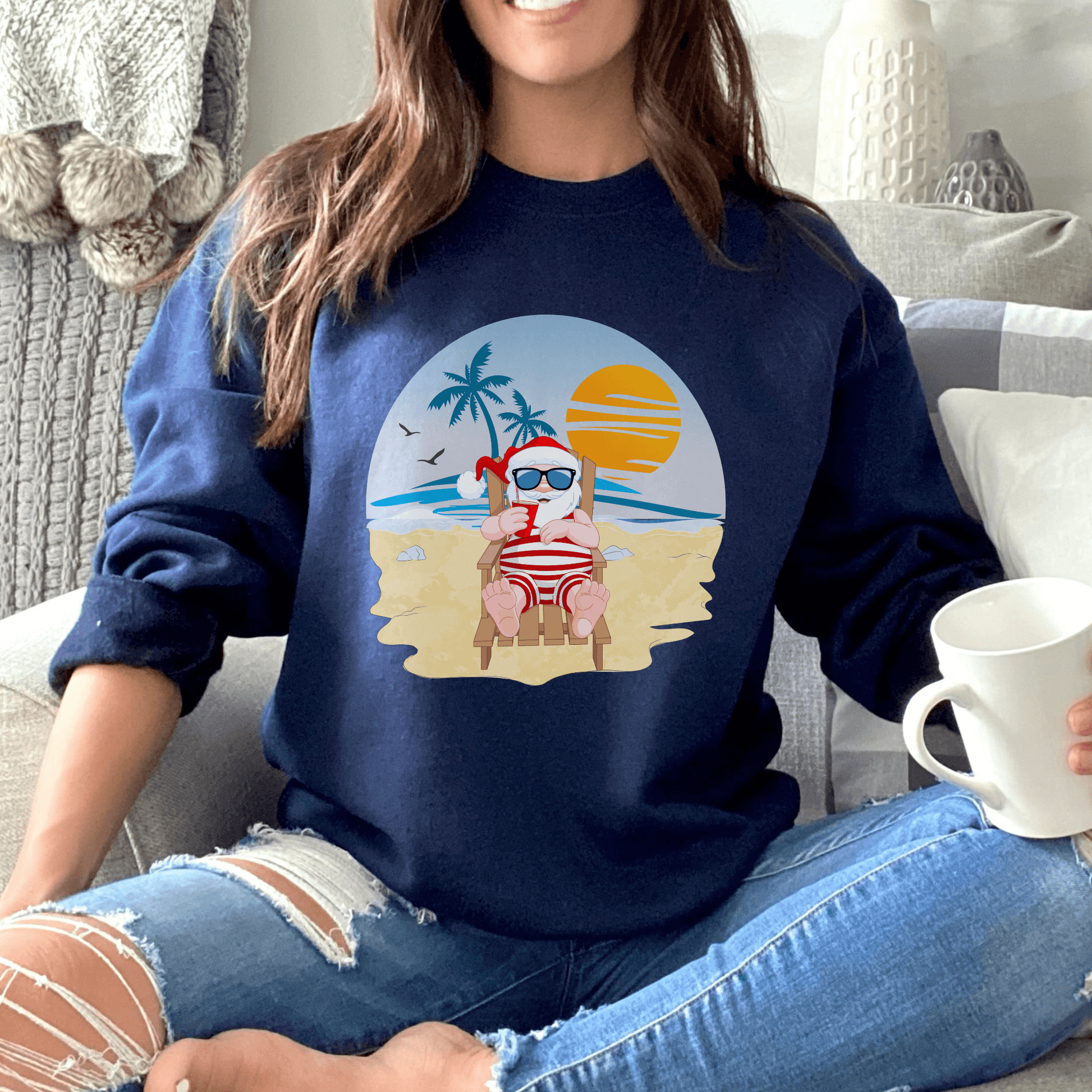 Santa on the Beach Tropical Christmas Sweatshirt - Basically Beachy