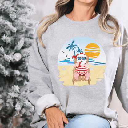 Santa on the Beach Tropical Christmas Sweatshirt - Basically Beachy