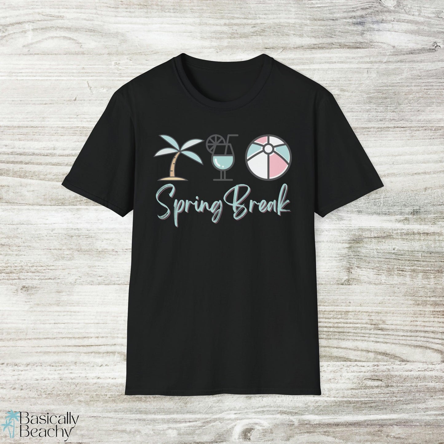 Spring Break Beach Trip Classic Pastel Graphic T-shirt - Basically Beachy