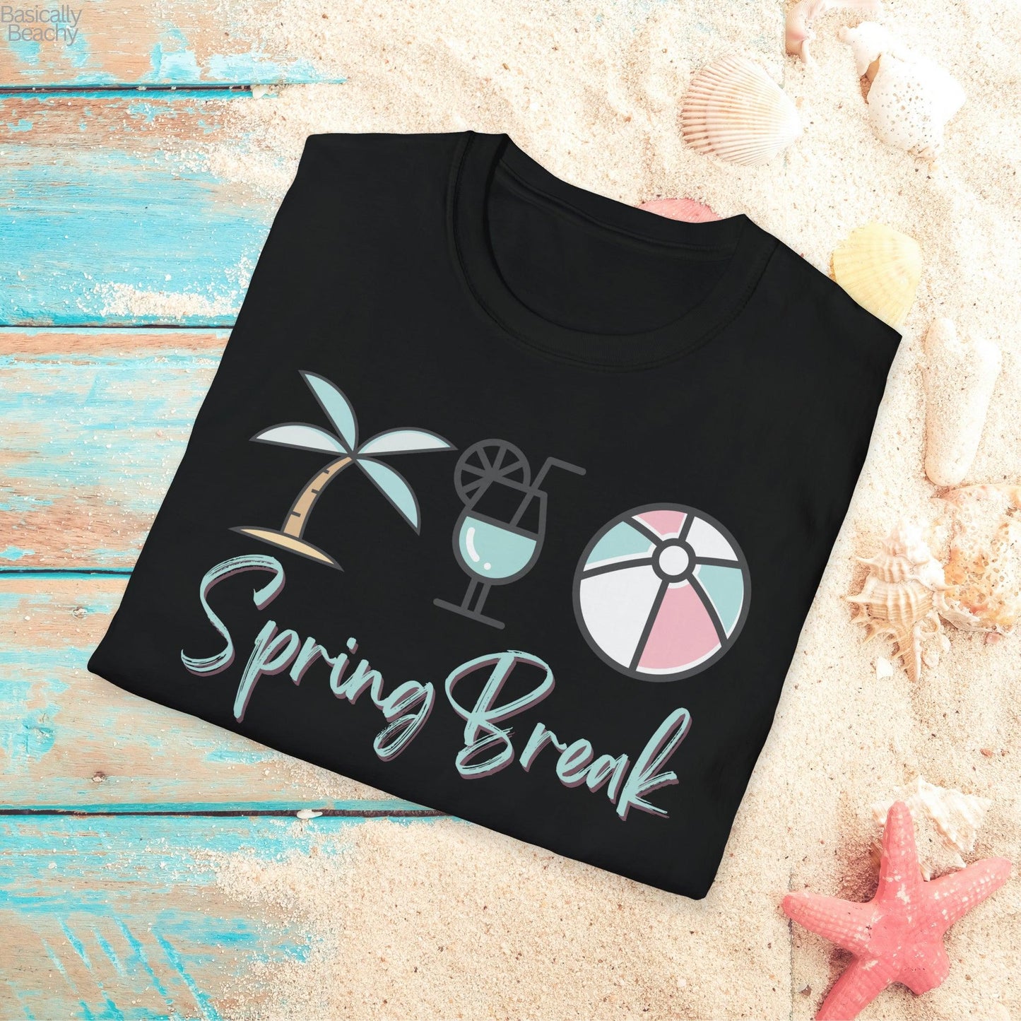 Spring Break Beach Trip Classic Pastel Graphic T-shirt - Basically Beachy