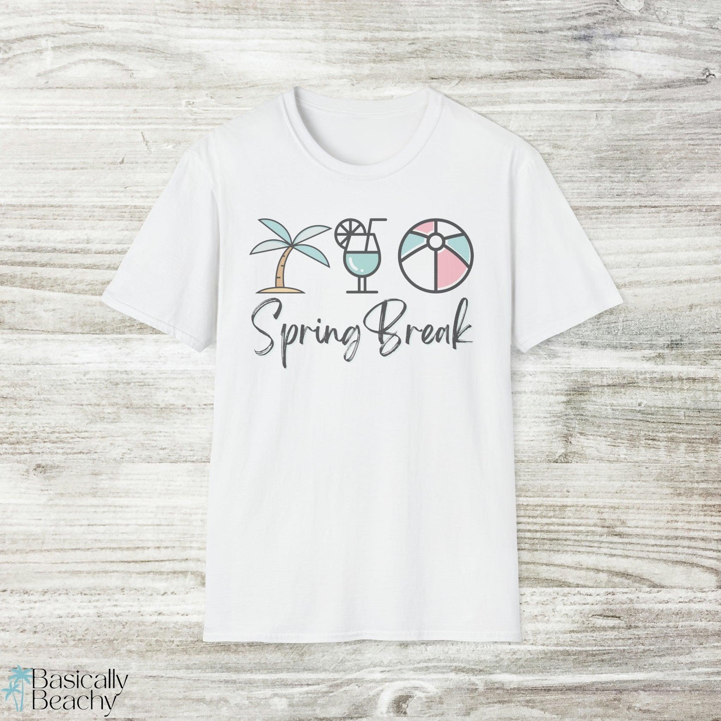 Spring Break Beach Trip Classic Pastel Graphic T-shirt - Basically Beachy