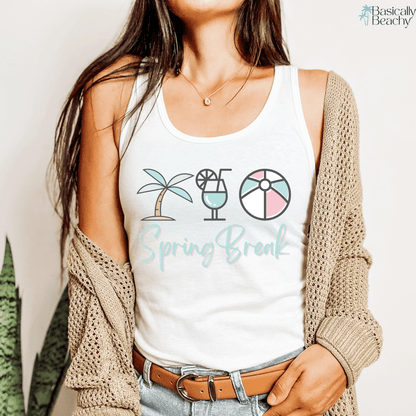 Spring Break Graphic Tropical Workout Tank Top for Women - Basically Beachy