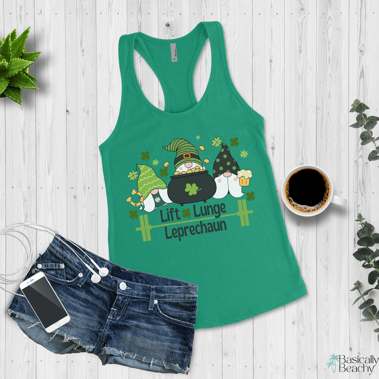 St Patricks Day Workout Tank Top for Women - Basically Beachy