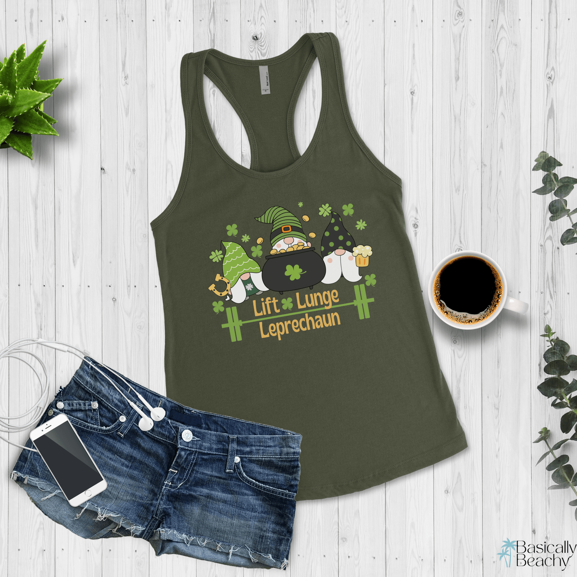 St Patricks Day Workout Tank Top for Women - Basically Beachy