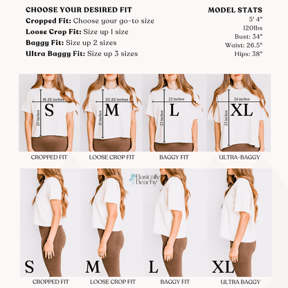 Summer Beach Favorites Crop Top Graphic Tee, Comfort Colors - Basically Beachy