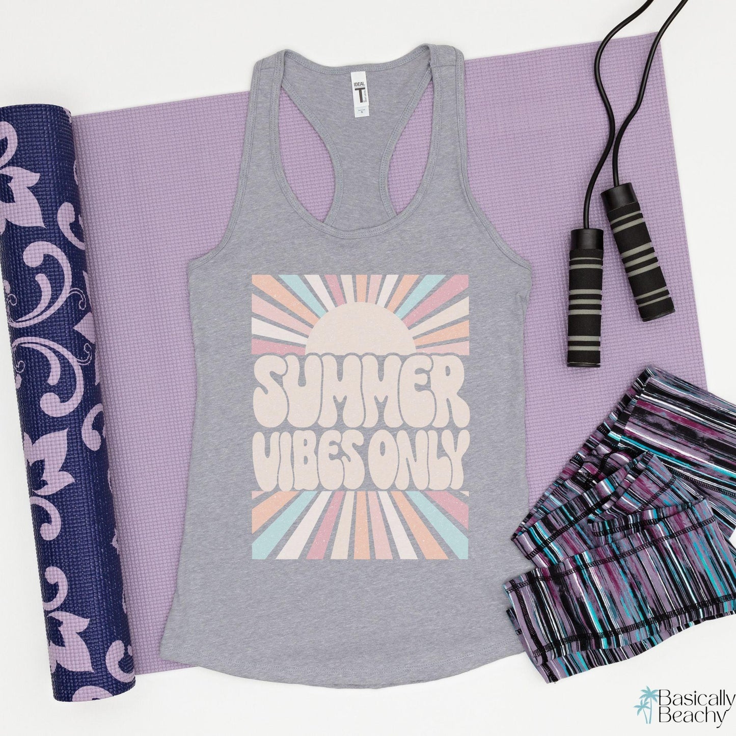 Summer Vibes Only Retro Racerback Womens Tank Top - Basically Beachy