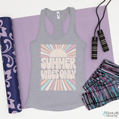 Summer Vibes Only Retro Racerback Womens Tank Top - Basically Beachy