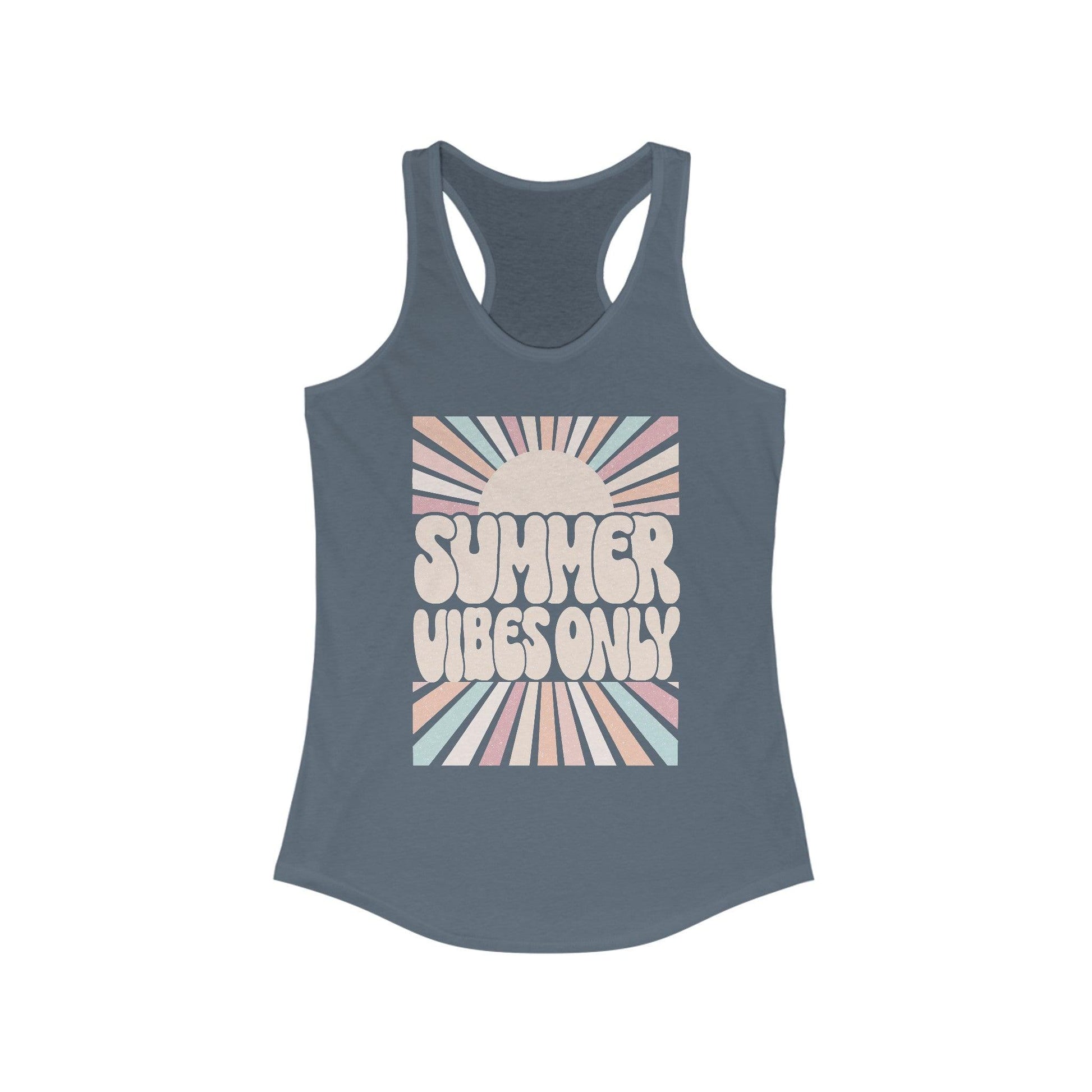 Summer Vibes Only Retro Racerback Womens Tank Top - Basically Beachy