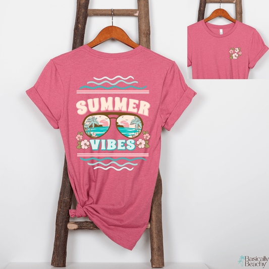 Summer Vibes Retro Back Print T-Shirt - Basically Beachy