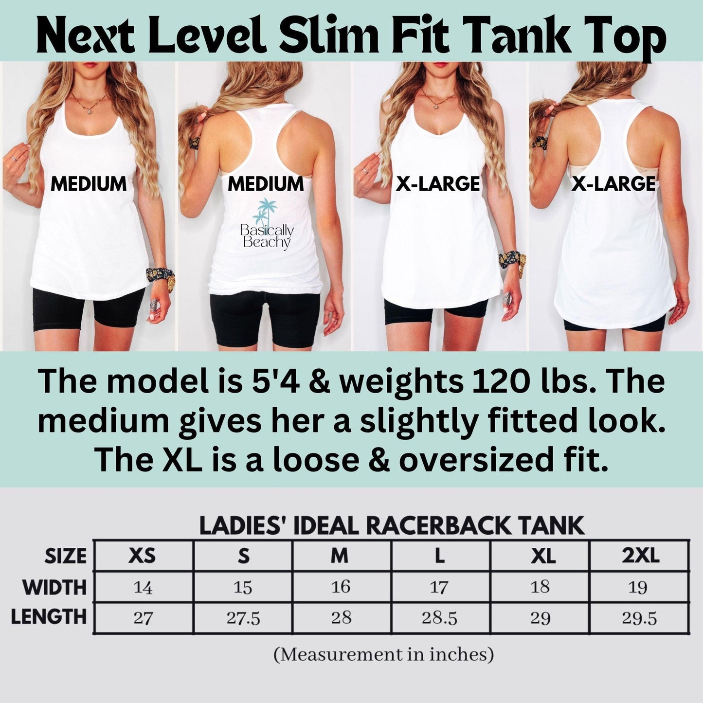 a women's tank top with measurements and measurements