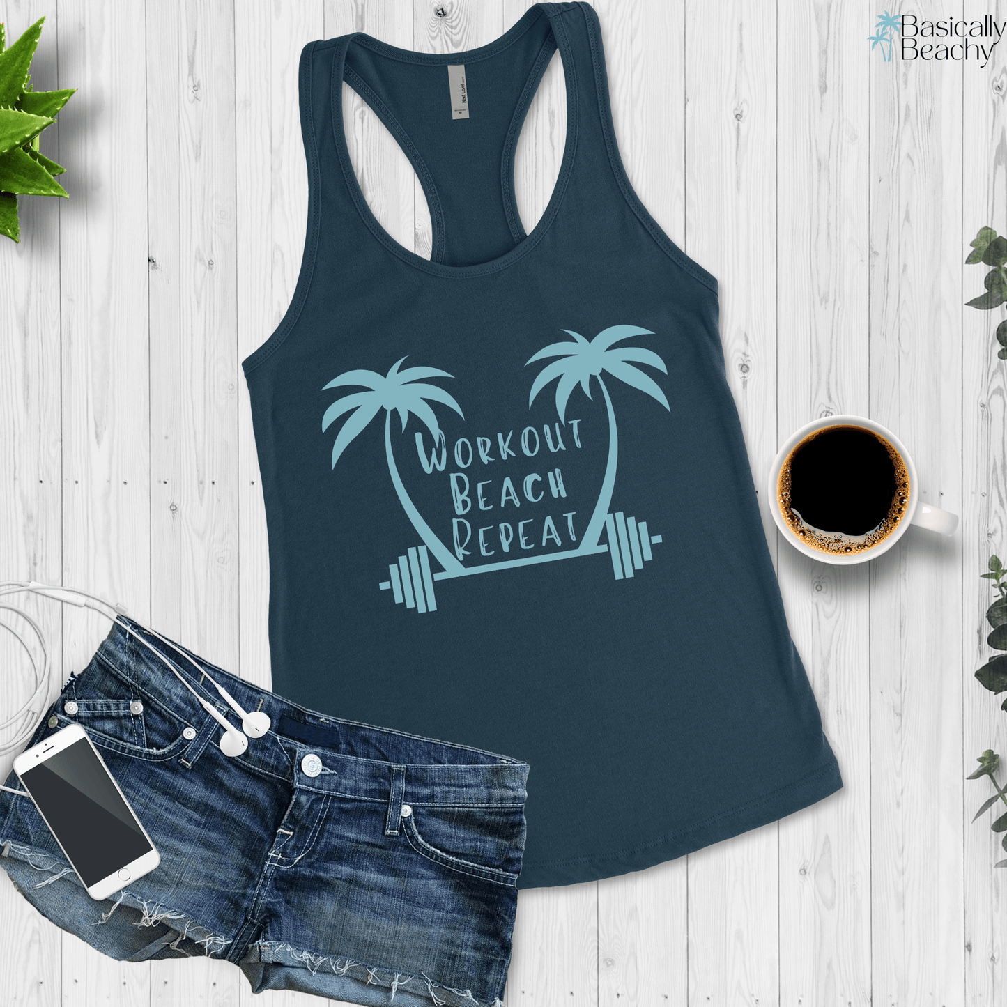 Workout Beach Repeat Womens Workout Tank Top - Basically Beachy