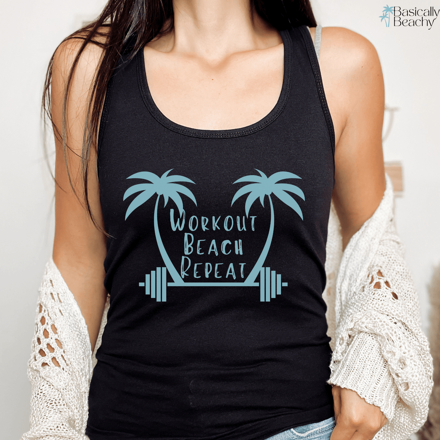 Workout Beach Repeat Womens Workout Tank Top - Basically Beachy