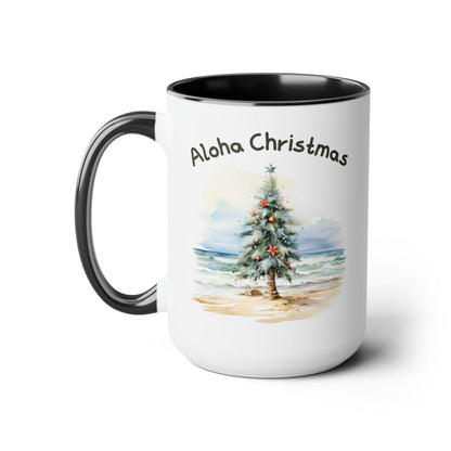 Aloha Christmas Tropical Christmas Tree Coffee Mug 15oz - Basically Beachy