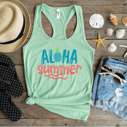 Aloha Summer Women's Racerback Workout Tank Top - Basically Beachy