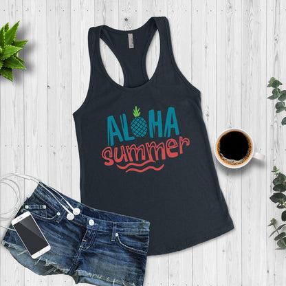 Aloha Summer Women's Racerback Workout Tank Top - Basically Beachy