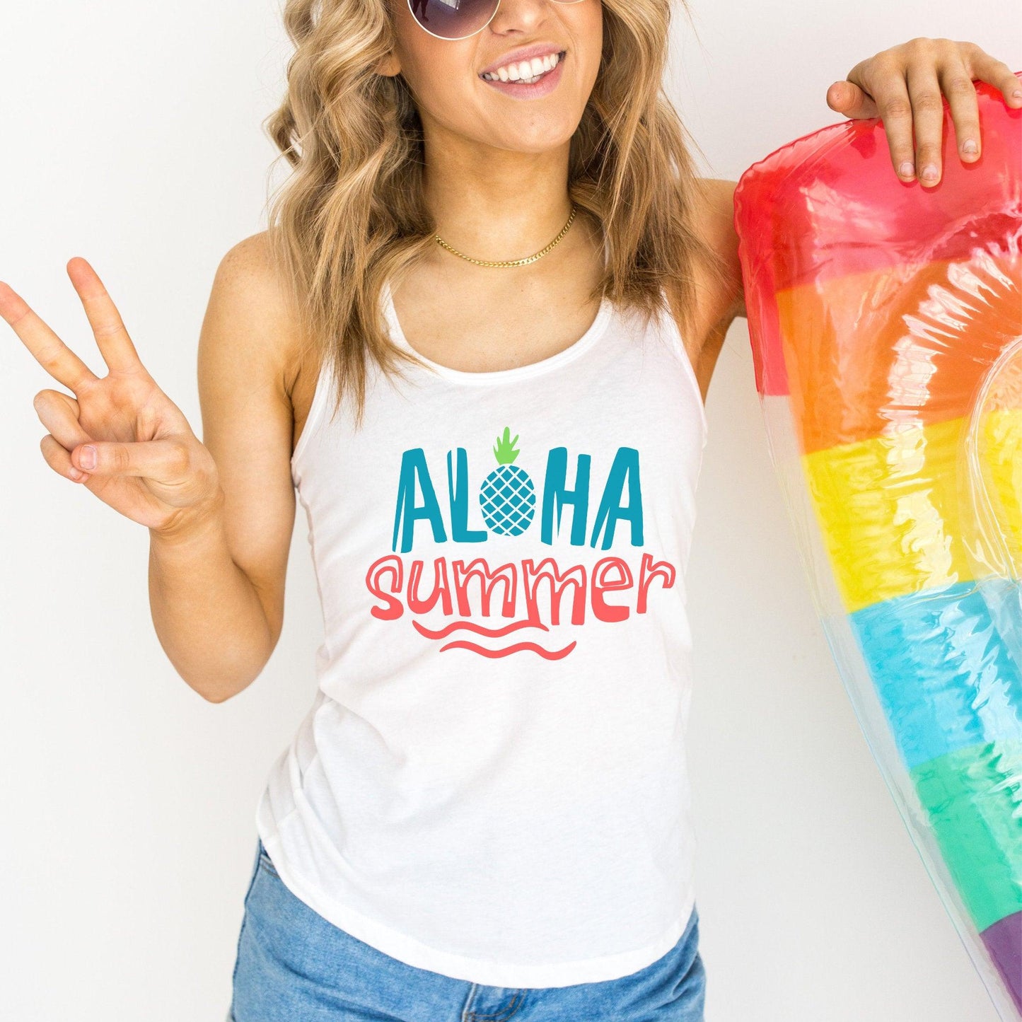 Aloha Summer Women's Racerback Workout Tank Top - Basically Beachy