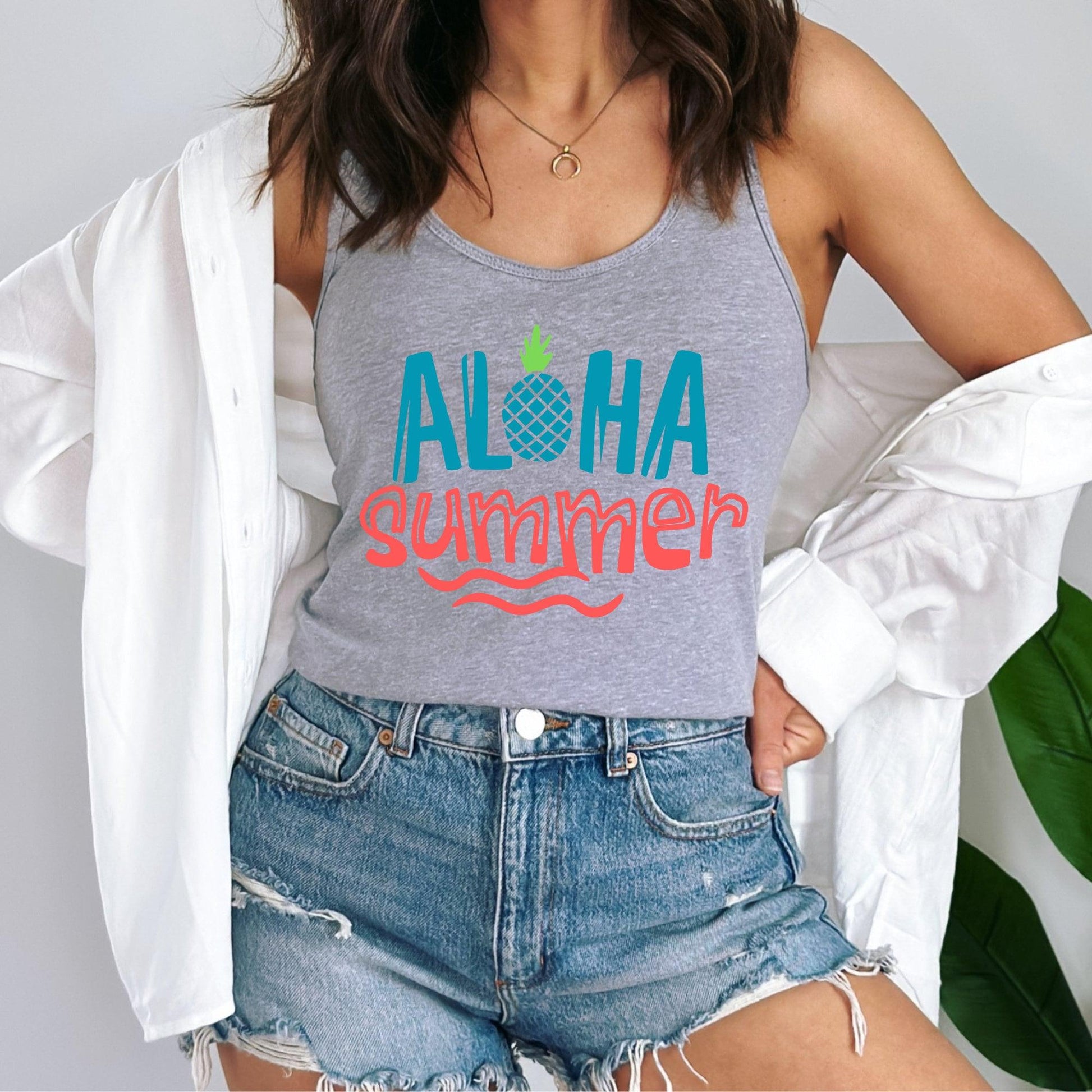 Aloha Summer Women's Racerback Workout Tank Top - Basically Beachy