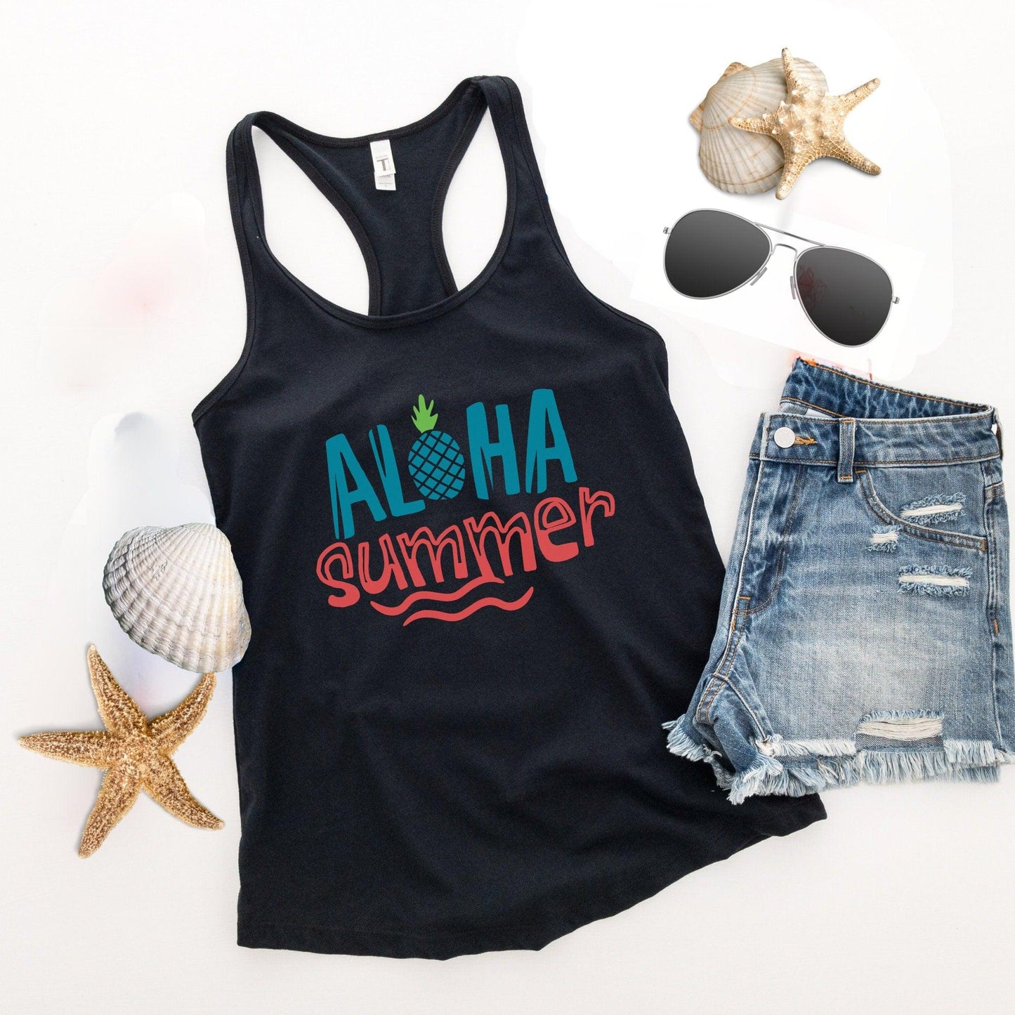 Aloha Summer Women's Racerback Workout Tank Top - Basically Beachy