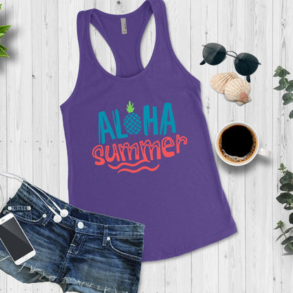 Aloha Summer Women's Racerback Workout Tank Top - Basically Beachy