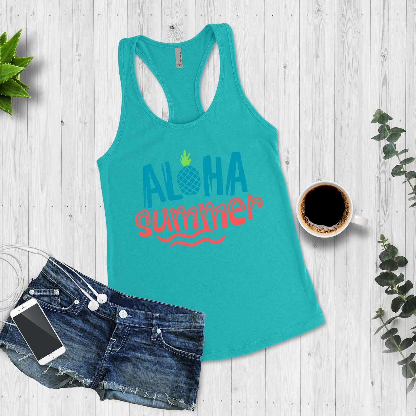 Aloha Summer Women's Racerback Workout Tank Top - Basically Beachy