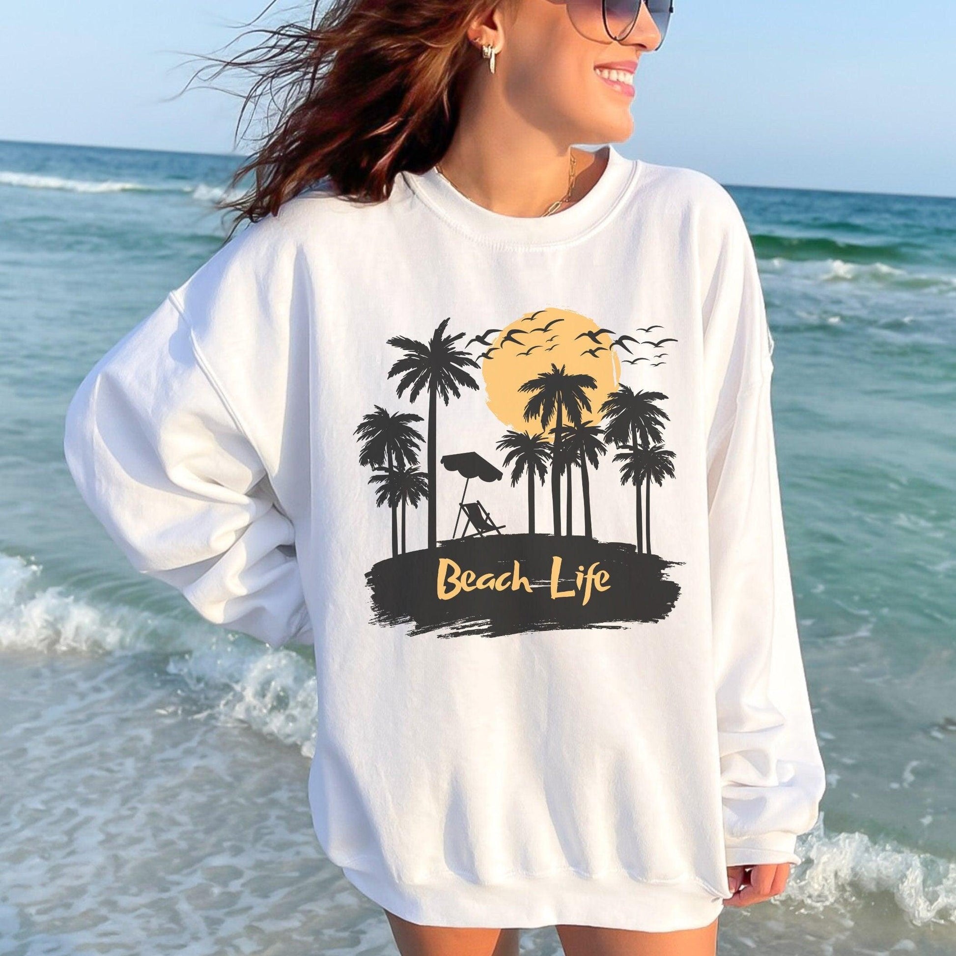 Beach Life Tropical Palm Tree Sweatshirt - Basically Beachy